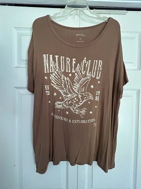 Grace & Lace Brown Tee with Cream Eagle Graphic